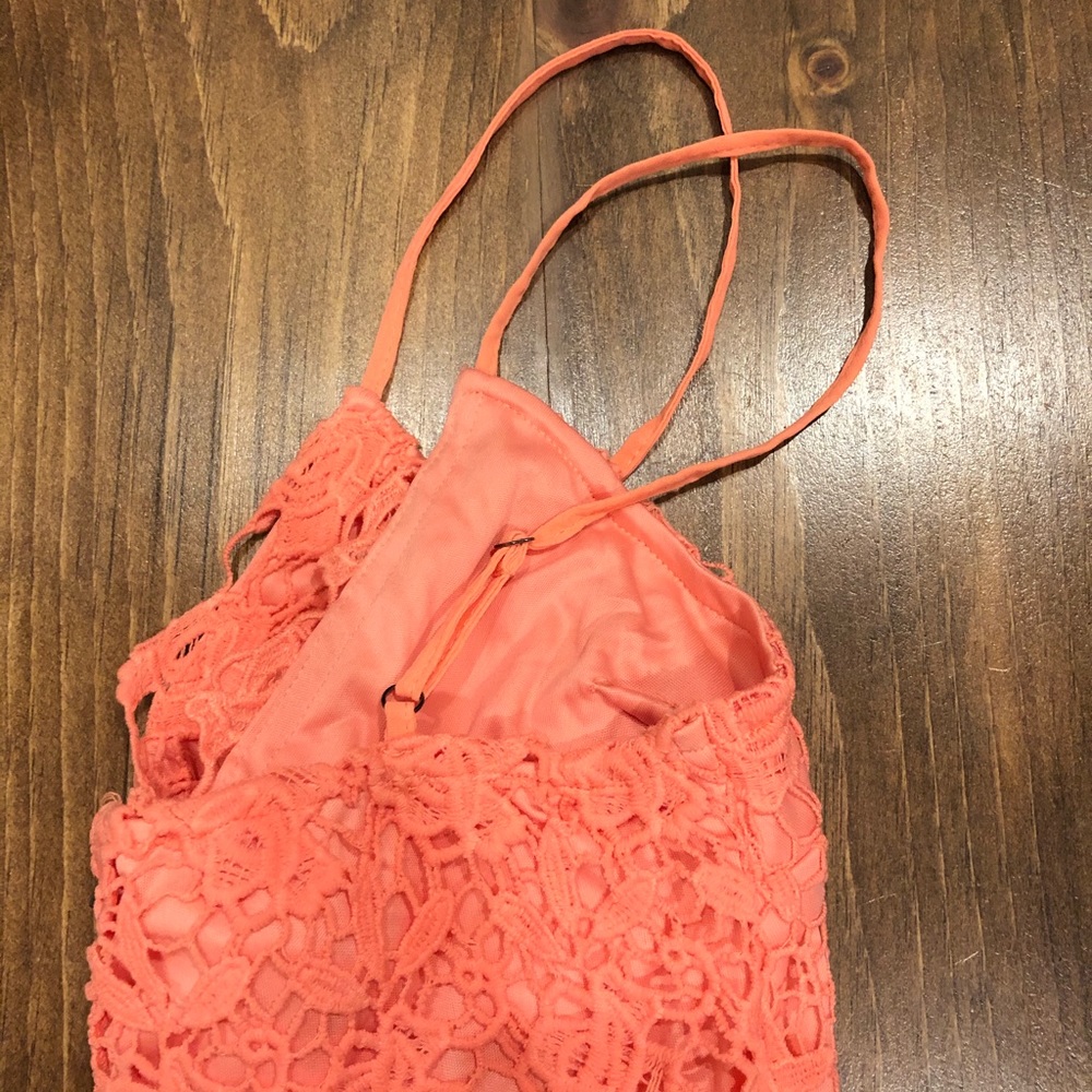 Coral Dress with cut out floral top detail - Picture 5 of 6